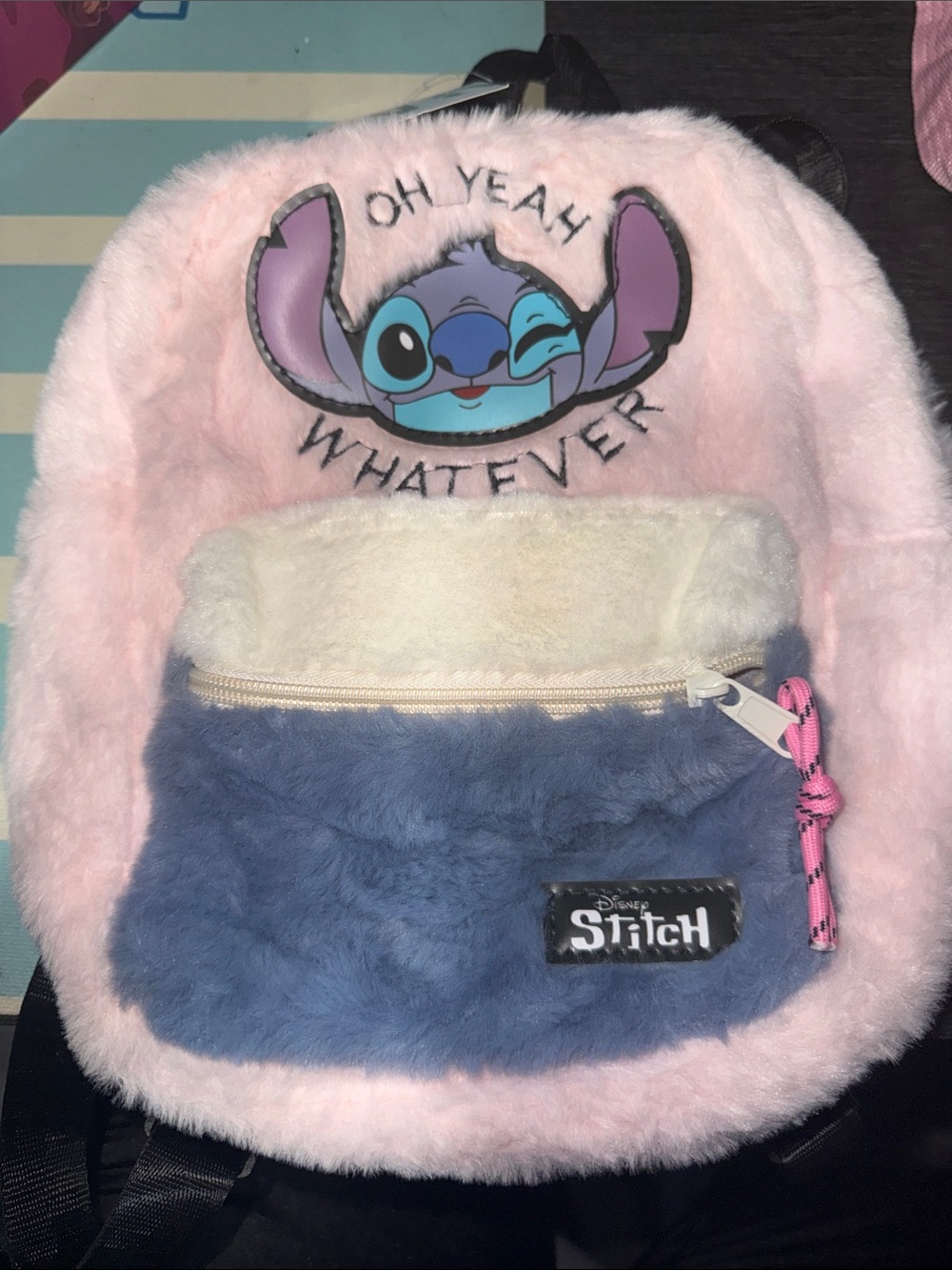 Kids Plush Backpack - Pink & Blue